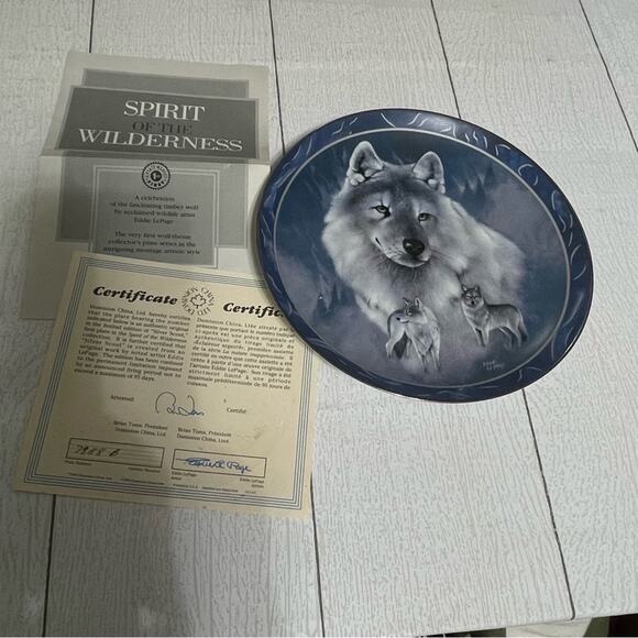 Vintage Bradford Exchange “Silver Scout” Timber Wolf Plate By Eddie La Page - Picture 5 of 9